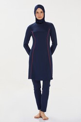 Rozamay - Lycra Full-Covered Hijab Swimsuit Rozzr 9021 Dark Navy Blue