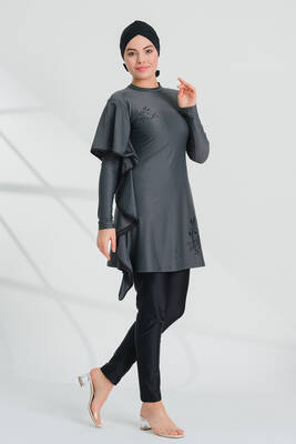 Remsa - Lycra Full Covered Hijab Swimsuit Tuna Gray 2239 Remsa - Lycra Full Covered Hijab Swimsuit Tuna Gray 2239