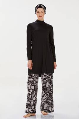 Rozamay - Lycra full-covered hijab swimsuit with wide-leg pants Annika 9236 Black (1) Rozamay - Lycra full-covered hijab swimsuit with wide-leg pants Annika 9236 Black (1)