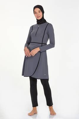 Adasea - Lycra Full Covered Modest Swimsuit Ella 4546 Anthracite Adasea - Lycra Full Covered Modest Swimsuit Ella 4546 Anthracite