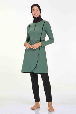 Remsa - Lycra Full Covered Modest Swimsuit Ella 4546 Khaki Remsa - Lycra Full Covered Modest Swimsuit Ella 4546 Khaki