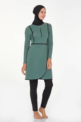 Remsa - Lycra Full Covered Modest Swimsuit Ella 4546 Khaki (1) Remsa - Lycra Full Covered Modest Swimsuit Ella 4546 Khaki (1)