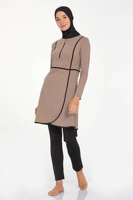 Adasea - Lycra Full Covered Modest Swimsuit Ella 4546 Mink Adasea - Lycra Full Covered Modest Swimsuit Ella 4546 Mink