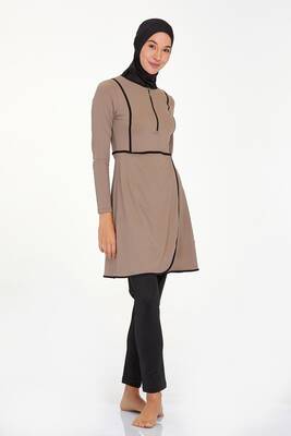 Adasea - Lycra Full Covered Modest Swimsuit Ella 4546 Mink (1) Adasea - Lycra Full Covered Modest Swimsuit Ella 4546 Mink (1)