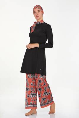 Adasea - Lycra Full Covered Modest Swimsuit Wide Leg Ellen 4520 Black (1) Adasea - Lycra Full Covered Modest Swimsuit Wide Leg Ellen 4520 Black (1)