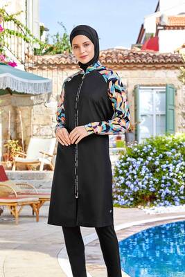 Maresiva - Lycra Full-Covered Modest Swimwear Elena 8266 Black Maresiva - Lycra Full-Covered Modest Swimwear Elena 8266 Black