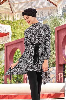 Adasea - Lycra Full-Covered Modest Swimwear Kye 4510 Black Adasea - Lycra Full-Covered Modest Swimwear Kye 4510 Black