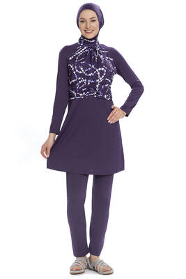 Armes - Lycra Full Covered Swimsuit 259-23 Purple Armes - Lycra Full Covered Swimsuit 259-23 Purple