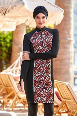 Adasea - Lycra Fully Covered Hijab Swimsuit Dıana 4523 Black Adasea - Lycra Fully Covered Hijab Swimsuit Dıana 4523 Black