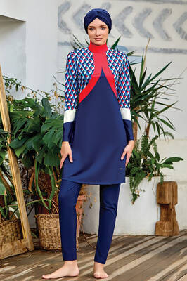 Remsa - Lycra Fully Covered Hijab Swimsuit Lulu 4409 Dark Navy Blue Remsa Swimwear