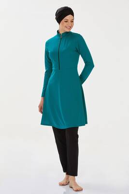 Rozamay - Lycra Fully Covered Hijab Swimsuit Mayfree Plain 9020 Green (1)