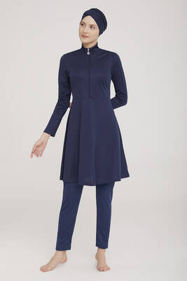 Rozamay - Lycra Fully Covered Hijab Swimsuit Mayless Plain 9020 Dark Navy Blue Remsa Swimwear (1) Rozamay - Lycra Fully Covered Hijab Swimsuit Mayless Plain 9020 Dark Navy Blue Remsa Swimwear (1)