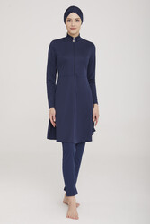 Remsa Mayo - Lycra Fully Covered Hijab Swimsuit Mayless Plain 9020 Dark Navy Blue Remsa Swimwear