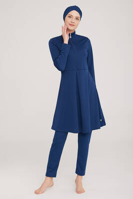 Rozamay - Lycra Fully Covered Hijab Swimsuit Mayless Plain 9020 Light Navy Blue Remsa Swimwear (1) Rozamay - Lycra Fully Covered Hijab Swimsuit Mayless Plain 9020 Light Navy Blue Remsa Swimwear (1)