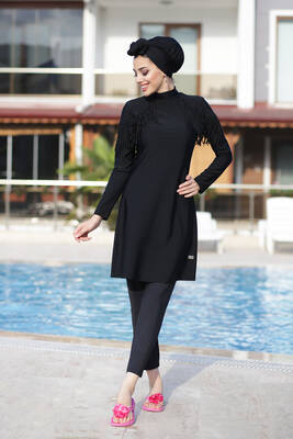 Remsa - Lycra Fully Covered Hijab Swimsuit Ramira 4105 Black Remsa Swimwear (1)
