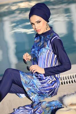 Remsa - Lycra Fully Covered Hijab Swimsuit Remsa Swimsuit Peacock Design