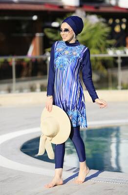 Remsa - Lycra Fully Covered Hijab Swimsuit Remsa Swimsuit Peacock Design (1)