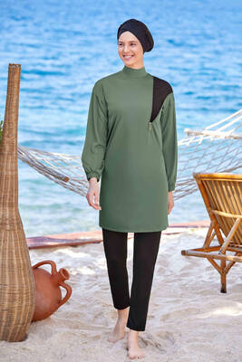 Rozamay - Lycra Fully Covered Hijab Swimsuit Rozamay Area 9238 Khaki Rozamay - Lycra Fully Covered Hijab Swimsuit Rozamay Area 9238 Khaki