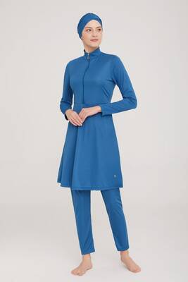 Rozamay - Lycra Fully Covered Hijab Swimsuit Without Mayo Plain 9020 Petrol Remsa Swimwear (1) Rozamay - Lycra Fully Covered Hijab Swimsuit Without Mayo Plain 9020 Petrol Remsa Swimwear (1)