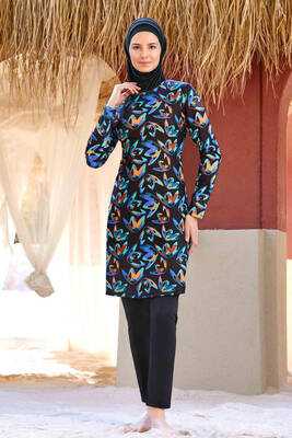 Rozamay - Lycra Fully Covered Modest Swimwear Anya 9212 Black Rozamay - Lycra Fully Covered Modest Swimwear Anya 9212 Black