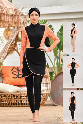 Remsa - Remsa Swimwear Lycra Hijab Swimsuit That Can Be Wear In 3 Different Ways Ermira 4456 Orange Remsa - Remsa Swimwear Lycra Hijab Swimsuit That Can Be Wear In 3 Different Ways Ermira 4456 Orange