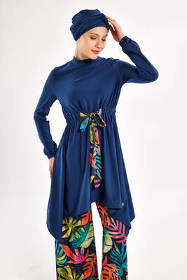 Adasea - Lycra Wide-Leg Full Coverage Modest Swimsuit Bloom 1119 Light Navy (1) Adasea - Lycra Wide-Leg Full Coverage Modest Swimsuit Bloom 1119 Light Navy (1)