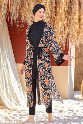 Adasea - Mayo Üzerine Tek Pareo Kaftan Roxana 6108 Siyah