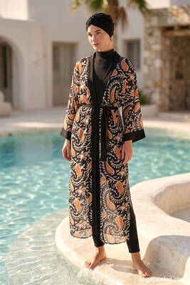 Adasea - Mayo Üzerine Tek Pareo Kaftan Roxana 6108 Siyah