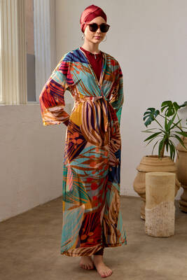 Remsa - Mayo Üzerine Tek Pareo Kimono 1925-156 Bej Remsa - Mayo Üzerine Tek Pareo Kimono 1925-156 Bej