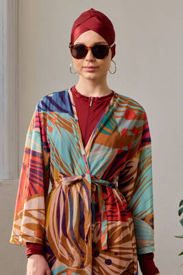 Remsa - Mayo Üzerine Tek Pareo Kimono 1925-156 Bej (1) Remsa - Mayo Üzerine Tek Pareo Kimono 1925-156 Bej (1)