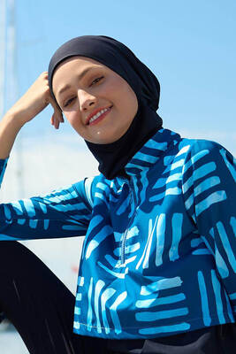 Mayovera - Mayovera Tam Kapalı Tesettür Mayo Dinamik Mavi Mayovera - Mayovera Tam Kapalı Tesettür Mayo Dinamik Mavi