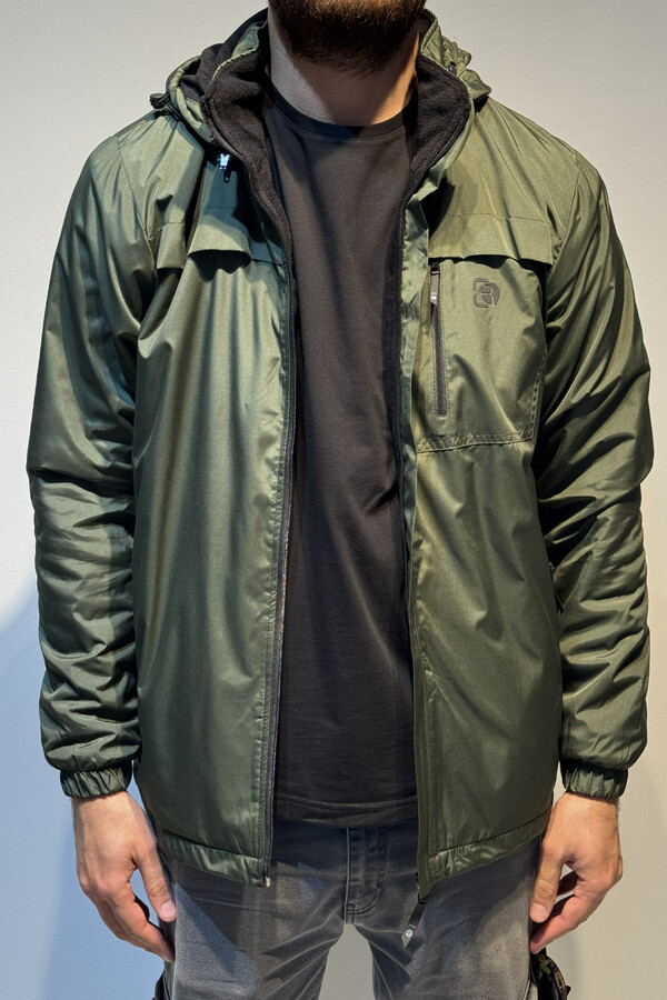 Men's Hooded Winter Parka with Zippered Pockets - Thumbnail