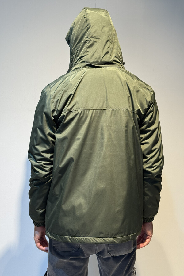 Men's Hooded Winter Parka with Zippered Pockets - Thumbnail