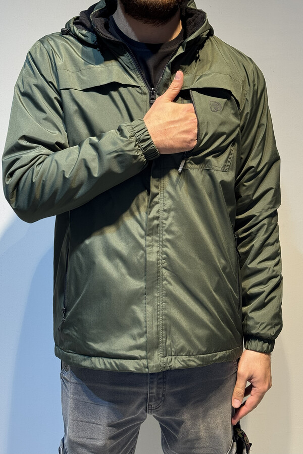 Men's Hooded Winter Parka with Zippered Pockets - Thumbnail