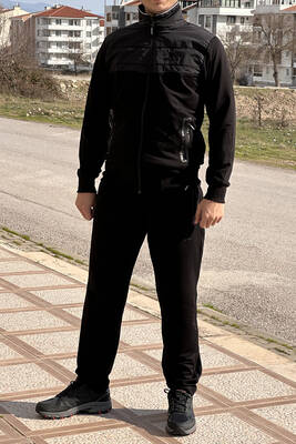Remsa Sportswear - Men Lycra Combed Cotton Tracksuit Set 2711 Black (1)