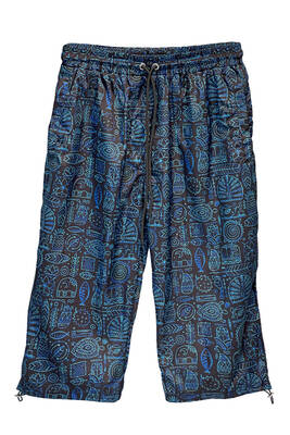 Adasea - Navy Patterned Long Capri Swim Trunks K105