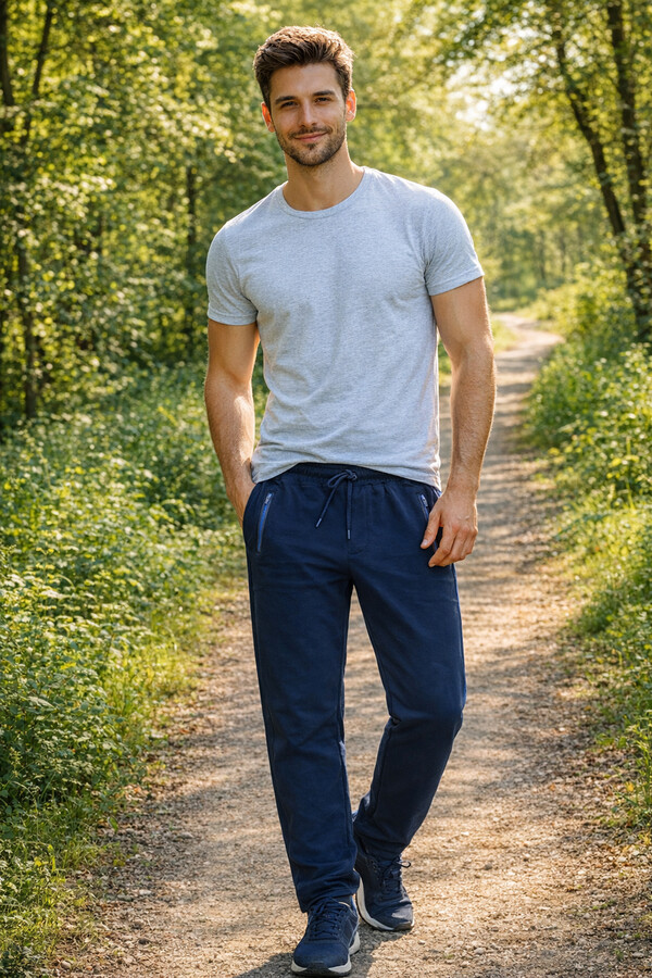 Men's 3-Pocket Elastic Waist Sweatpants in Navy - Thumbnail