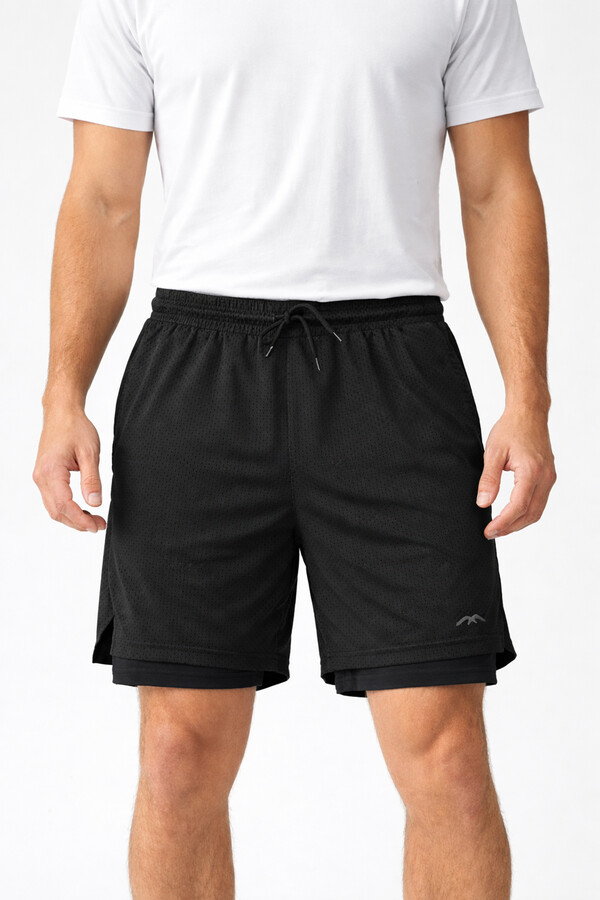 Men's Athletic Tights Shorts 2062 Black - Thumbnail