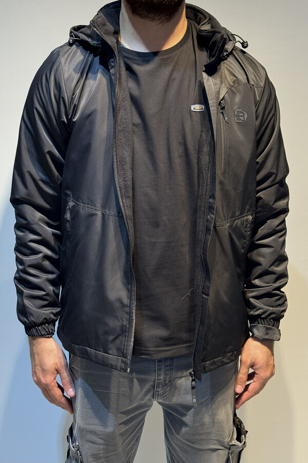 Men's Hooded Winter Parka with Pocket Details - Thumbnail