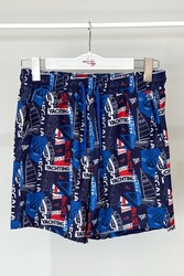 Remsa Mayo - Men's Blue Sea Patterned Shorts 021 Dark Navy Blue