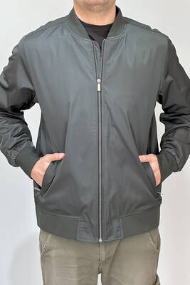 Remsa - Men's Bomber Collar Mid-Season Jacket REU-9127 Khaki (1) Remsa - Men's Bomber Collar Mid-Season Jacket REU-9127 Khaki (1)