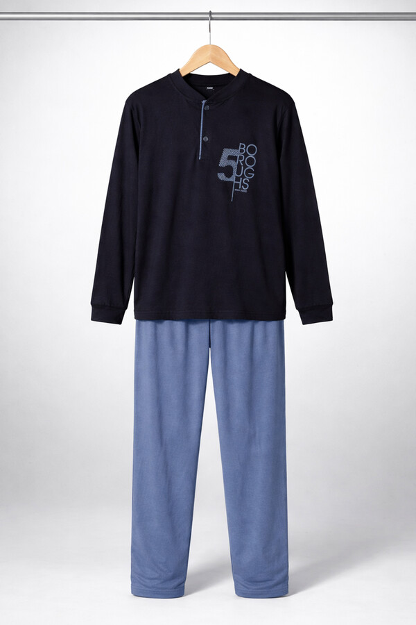 Men's Garson Boy Cotton Knit Pajama Set 4226 Navy02 - Thumbnail