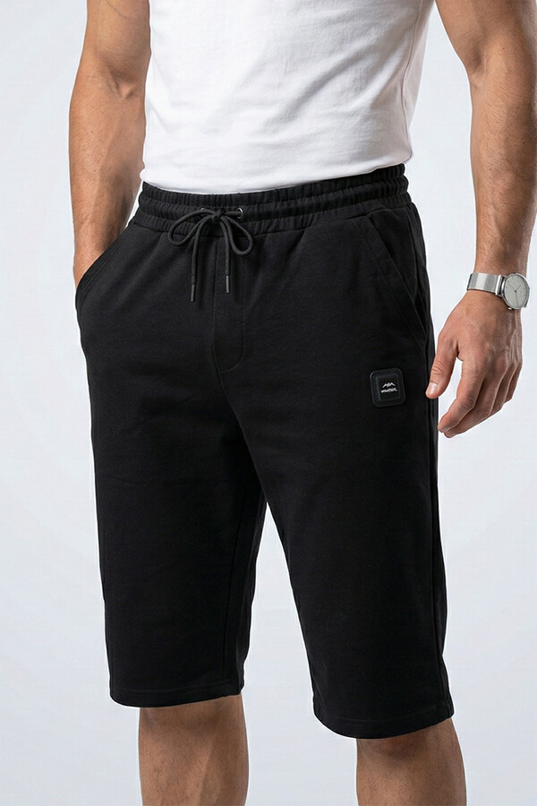 Men's Cotton 3-Pocket Capri Shorts 377 Black - Thumbnail