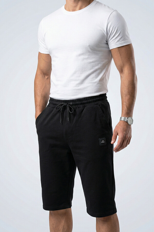 Men's Cotton 3-Pocket Capri Shorts 377 Black - Thumbnail