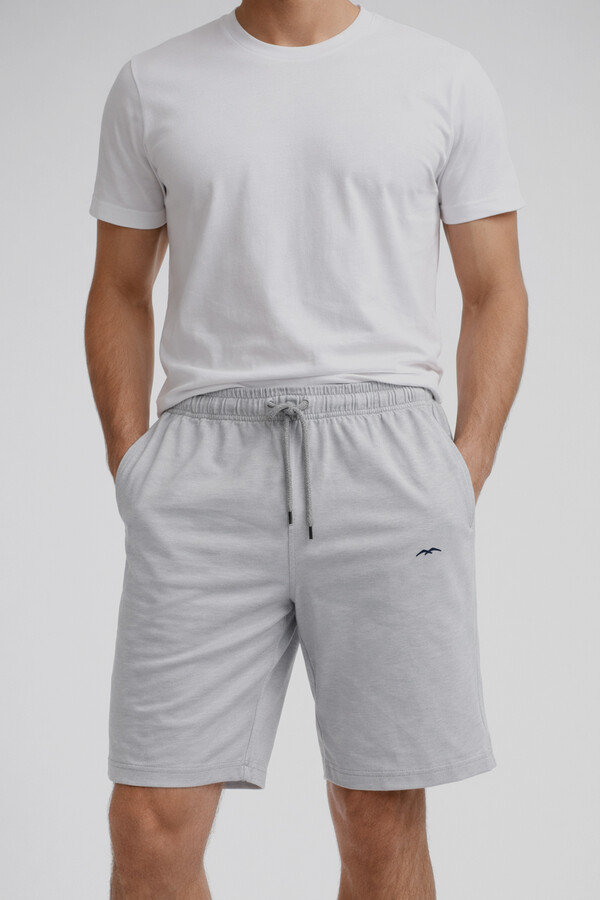 Men's Grey Cotton Capri Shorts 392 - Thumbnail