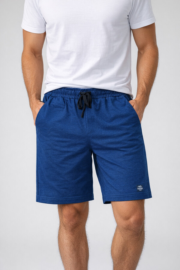 Men's Cotton Capri Shorts in Navy Blue 412 - Thumbnail
