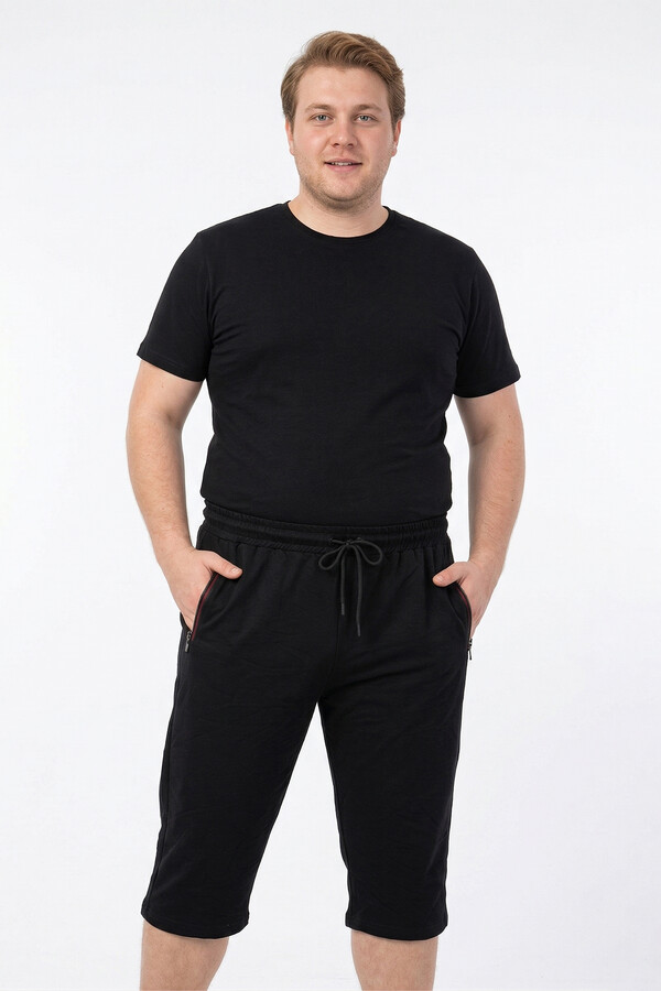 Men's Cotton Capri Shorts in Black | Remsa Mayo - Thumbnail