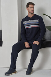 Remsa - Men's Cotton Knitted Pajama Set 8202 Navy