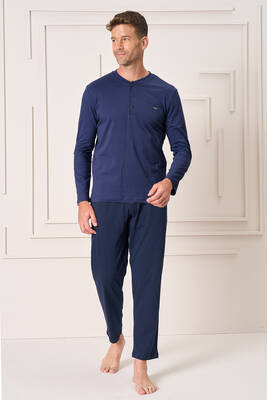Remsa - Men's Cotton Long Sleeve Pajama Set 4109 Navy (1)