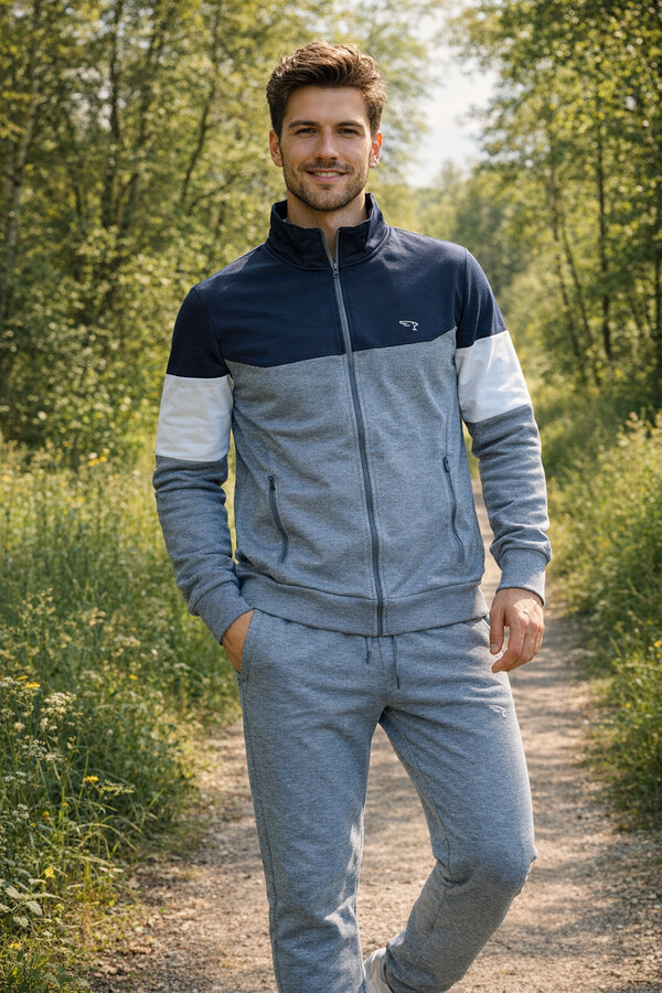 Remsa - Men's Cotton Zip-Front Tracksuit Set 8023 Anthracite